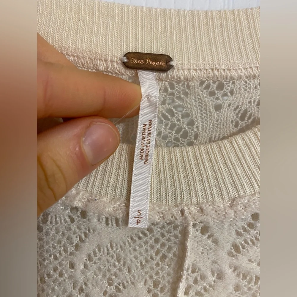 Free People Cream Lace Boho Long Sleeve Cowgirl Western Tunic Size Small - Picture 8 of 8